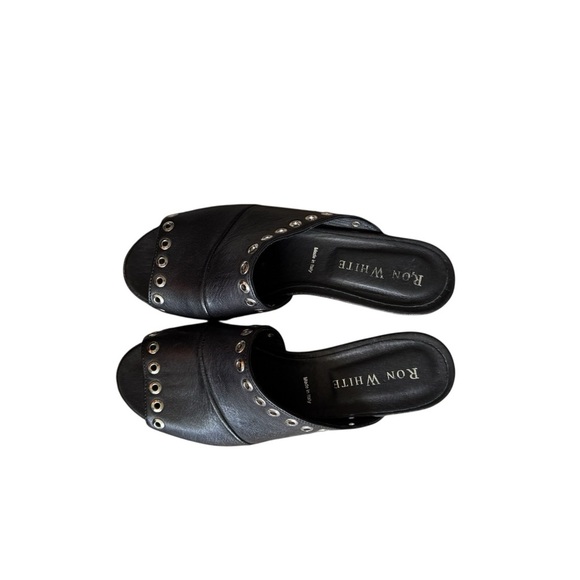 RON WHITE Black Studded Women's Slides Mules - Picture 13 of 13